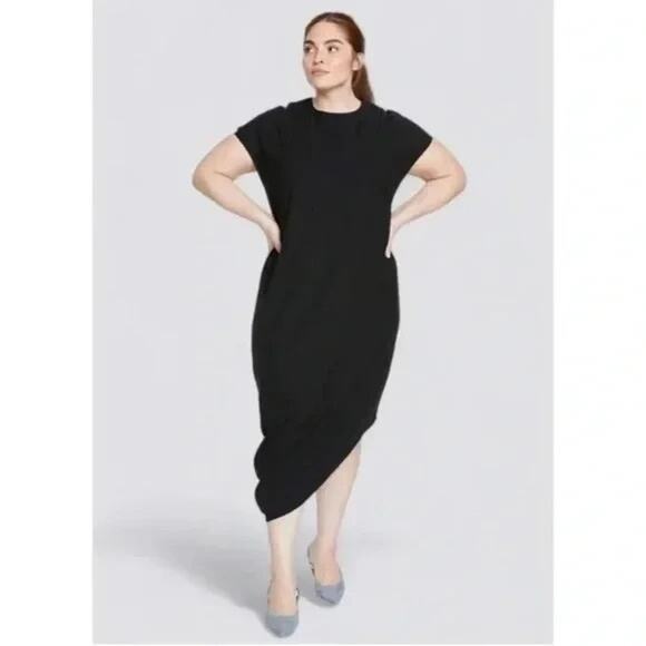 Universal Standard Dress Women Lage Black Velvet Geneva Asymmetrical Holiday - Picture 1 of 13